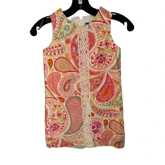 J. Bailey “Liza B Dress” in Paisley Print, lace accents Size 7 - Picture 1 of 6